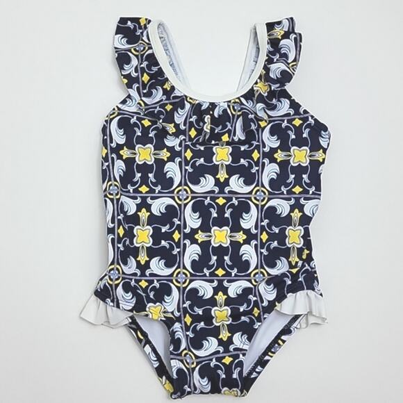 Janie and Jack Resort 2020 Mediterranean One Piece Blue Print Swimsuit 12-18M - Picture 1 of 13